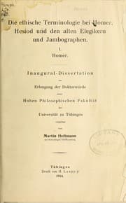 Tapa de Die ethische Terminologie bei Homer, Hesiod und den alten Elegikern und Iambographen