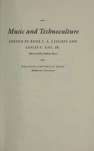 Tapa de Music and technoculture