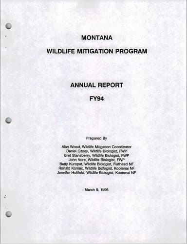Tapa de Montana Wildlife Mitigation Program