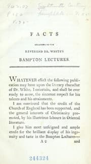 Tapa de Facts relating to the Reverend Dr. White's Bampton lectures