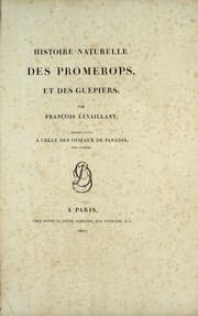 Tapa de Histoire naturelle des promerops, et des guêpiers
