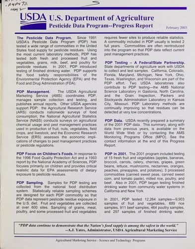 Tapa de Pesticide data program