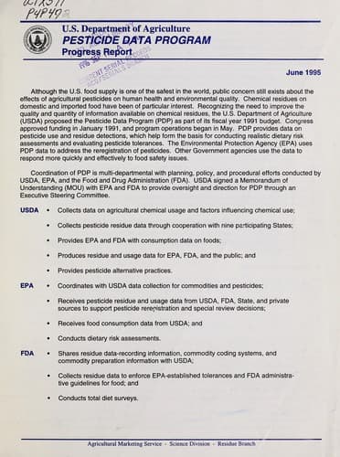 Tapa de Pesticide data program
