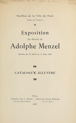 Tapa de Exposition des œuvres de A. Menzel