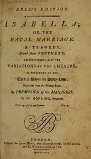 Tapa de Isabella, or, The fatal marriage