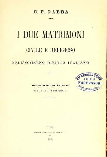 Tapa de I due matrimoni, civile e religioso