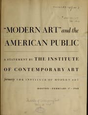 Tapa de "Modern art" and the American public : a statement by The Institute of Contemporary Art formerly The Institute of Modern Art