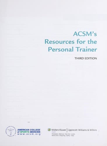 Tapa de ACSM's resources for the personal trainer