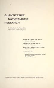 Tapa de Quantitative naturalistic research; an introduction to naturalistic observation and investigation