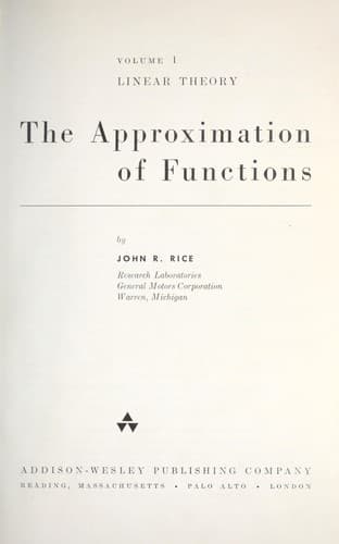 Tapa de The approximation of functions