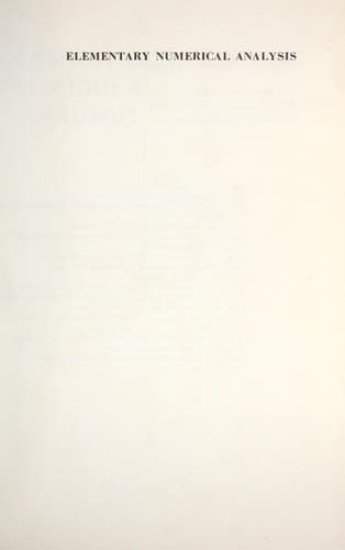 Tapa de Elementary numerical analysis
