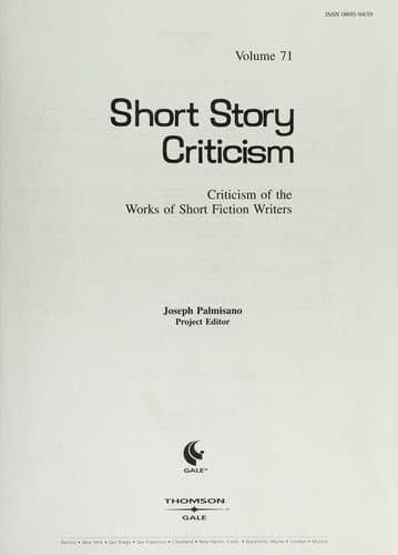 Tapa de Short Story Criticism