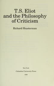 Tapa de T.S. Eliot andthe philosophy of criticism