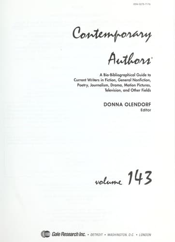 Tapa de Contemporary Authors, Vol. 143