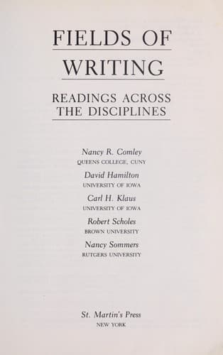 Tapa de Fields of writing