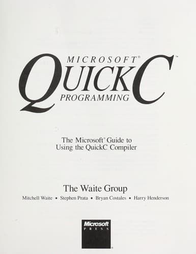 Tapa de Microsoft QuickC programming