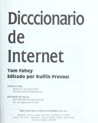 Tapa de Diccionario De Internet