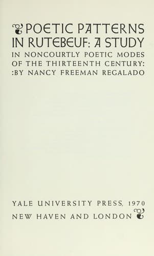 Tapa de Poetic patterns in Rutebeuf