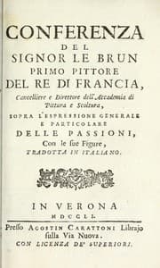 Tapa de Conference de Monsieur Le Brun, premier peintre du roy de France ... sur l'expression generale et particuliere