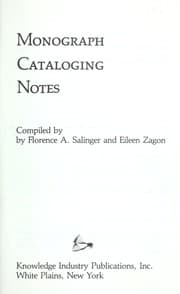Tapa de Monograph cataloging notes