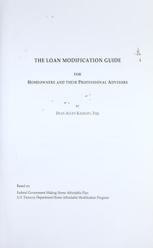Tapa de The loan modification guide