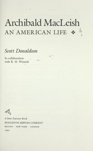 Tapa de Archibald MacLeish