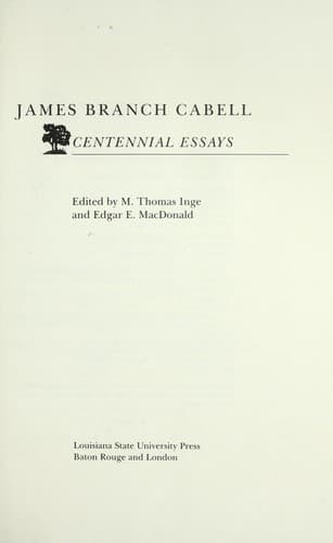 Tapa de James Branch Cabell, centennial essays