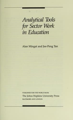 Tapa de Analytical tools for sector work in education