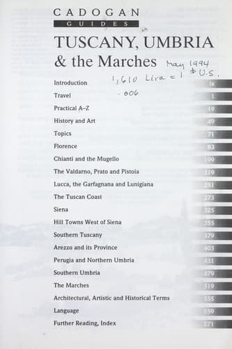 Tapa de Tuscany, Umbria & the Marches
