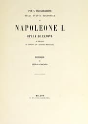 Tapa de Per l'inaugurazione della statua colossale di Napoleone I., opera di Canova, in Milano, il giorno XIV. Agosto MDCCCLIX