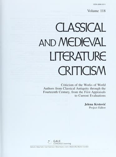 Tapa de Classical and medieval literature criticism