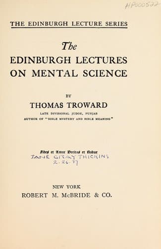 Tapa de The Edinburgh lectures on mental science