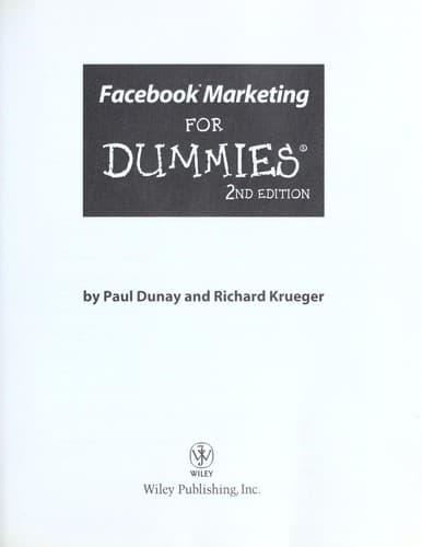Tapa de Facebook marketing for dummies