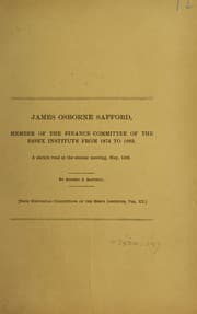 Tapa de James Osborne Safford, member of the finance committee of the Essex Institute from 1874 to 1883