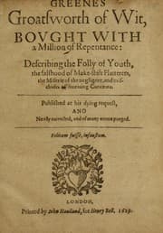 Tapa de Greenes groatsworth of wit, bought with a million of repentance