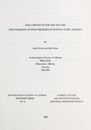 Tapa de Final report of the 1985 and 1986 field seasons at Head-Smashed-In Buffalo Jump, Alberta