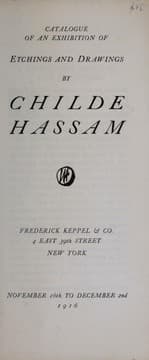 Tapa de Catalogue of an exhibition of etchings and drawings by Childe Hassam