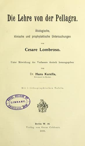 Tapa de Die Lehre von der Pellagra
