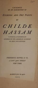 Tapa de Catalogue of an exhibition of etchings and dry points by Childe Hassam