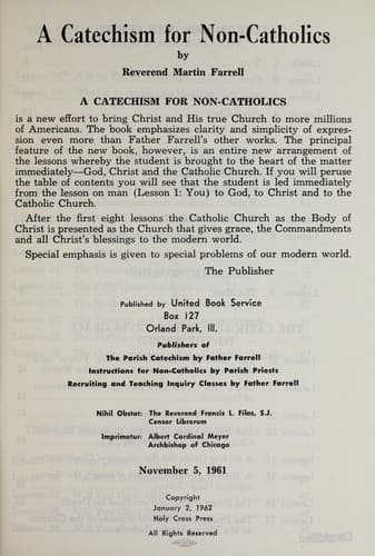Tapa de A catechism for non-Catholics