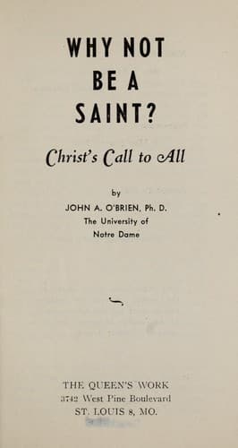 Tapa de Why not be a saint?