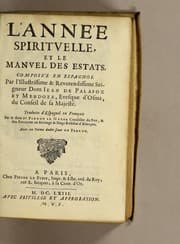 Tapa de L'année spirituelle, et le manuel des estats