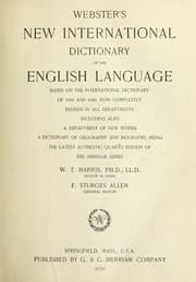 Tapa de Webster's New international dictionary of the English language