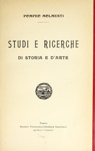 Tapa de Studi e ricerche di storia e d'arte