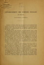 Tapa de L'Enseignement des sciences sociales en France