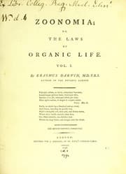 Tapa de Zoonomia : or, the laws of organic life