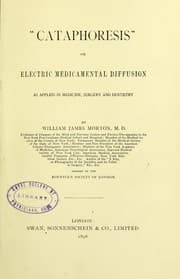 Tapa de "Cataphoresis" or electric medicamental diffusion as applied in medicine, surgery and dentistry