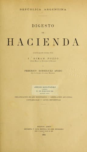 Tapa de Digesto de hacienda