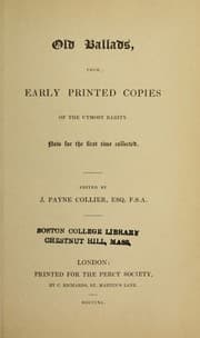 Tapa de Old ballads, from early printed copies of the utmost rarity