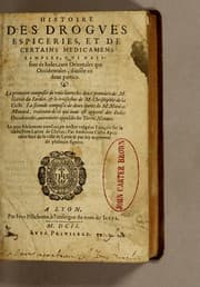 Tapa de Histoire des drogues espiceries, et de certains medicamens simples, qui naissent és Indes, tant Orientales que Occidentales